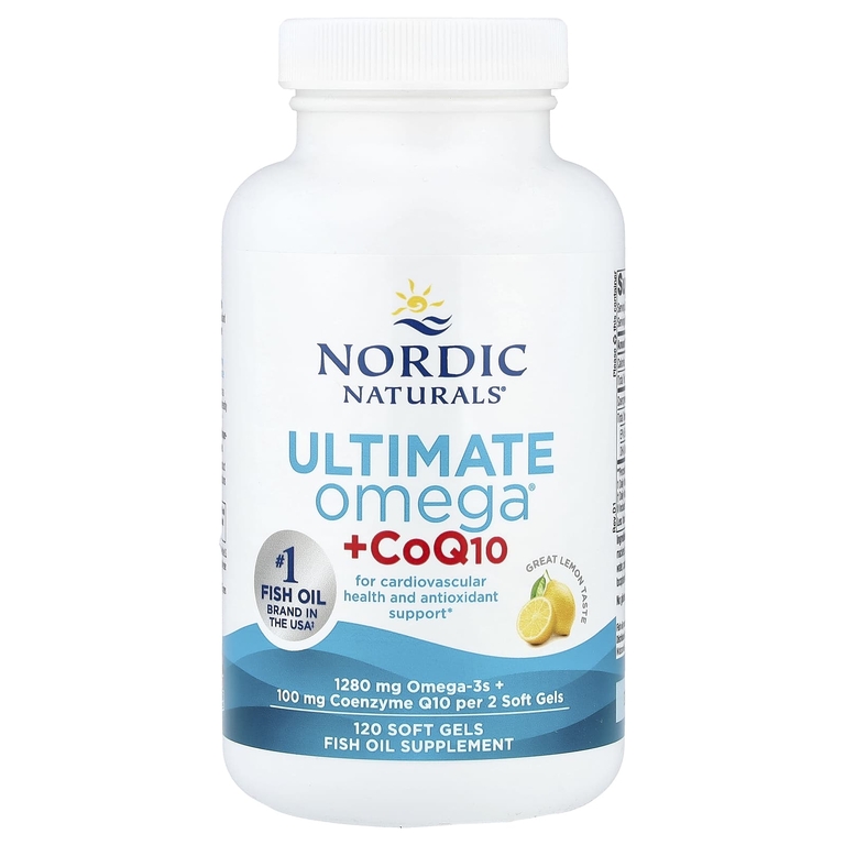Nordic Naturals, Омега-3 с коэнзимом Q10, со вкусом лимона, 120 желатиновых капсул