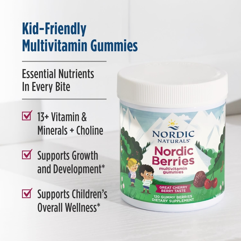 Nordic Naturals, мультивитамины для детей от 3 лет, со вкусом вишни и ягод, 120 жевательных таблеток