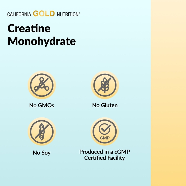 California Gold Nutrition, Спорт, чистый моногидрат креатина, с нейтральным вкусом, 454 г (1 фунт)