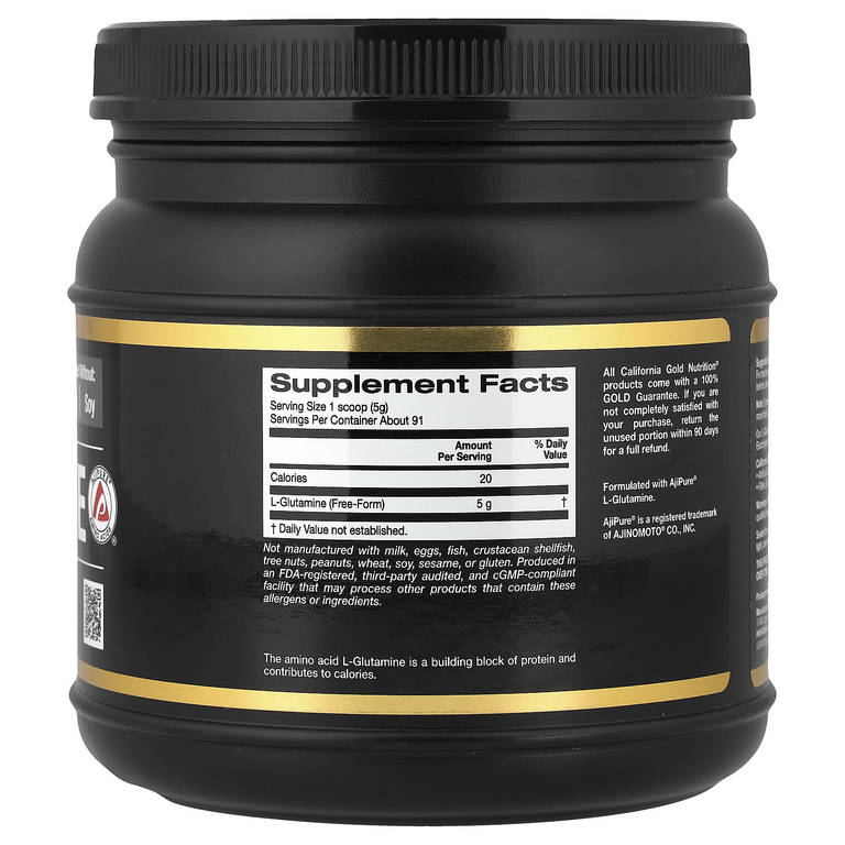 California Gold Nutrition, Спорт, L-глютамин в порошке, без глютена, 454 г (1 фунт)