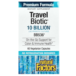 Natural Factors, пробиотики, подходят для использования в путешествиях, 10 млрд КОЕ, 60 вегетарианских капсул