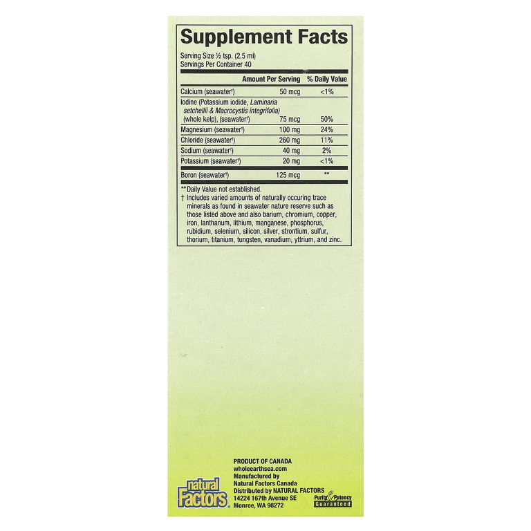 Natural Factors, Минералы из глубоких океанов, 100 мл (3,38 жидк. унц.)
