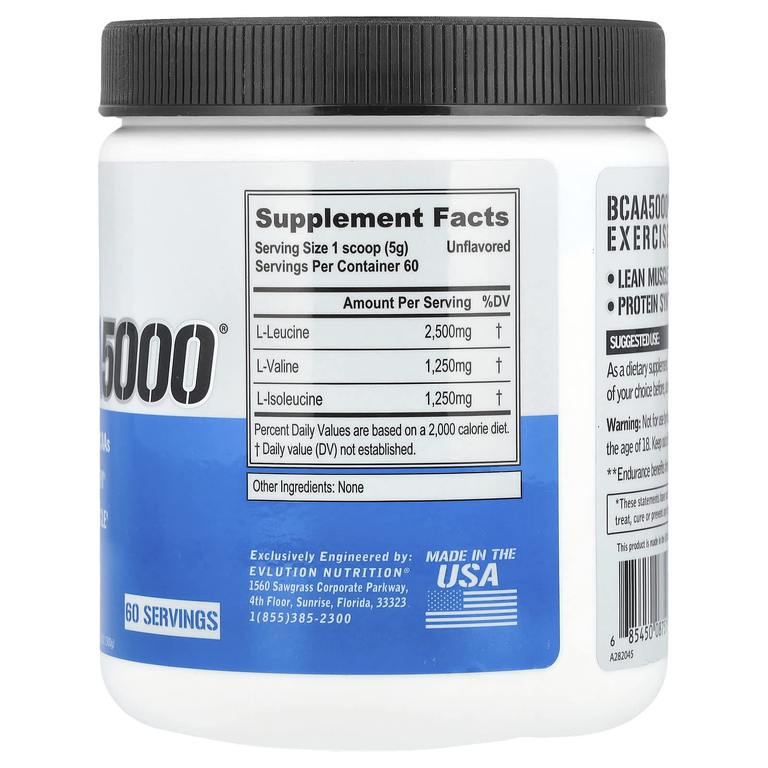EVLution Nutrition, аминокислоты с разветвленной цепью, без вкусовых добавок, 300 г (10,58 унции)