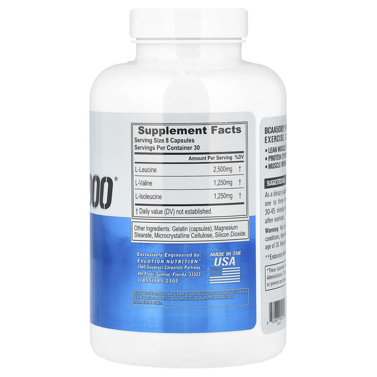 EVLution Nutrition, аминокислоты с разветвленной цепью, 240 капсул