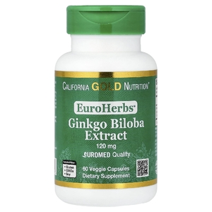 California Gold Nutrition, экстракт гинкго билоба, 120 мг, 60 растительных капсул
