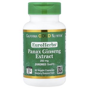 California Gold Nutrition, экстракт женьшеня обыкновенного, 250 мг, 60 растительных капсул