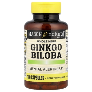 Mason Natural, цельное растение гинкго билоба, 180 капсул (125 мг в 1 капсуле)