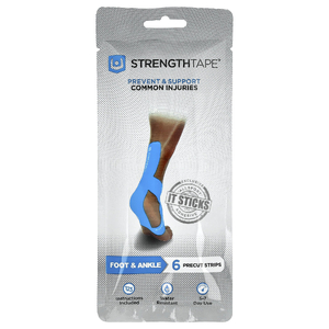 Strengthtape, кинезиологический тейп, для стопы и голени, 6 нарезанных полосок