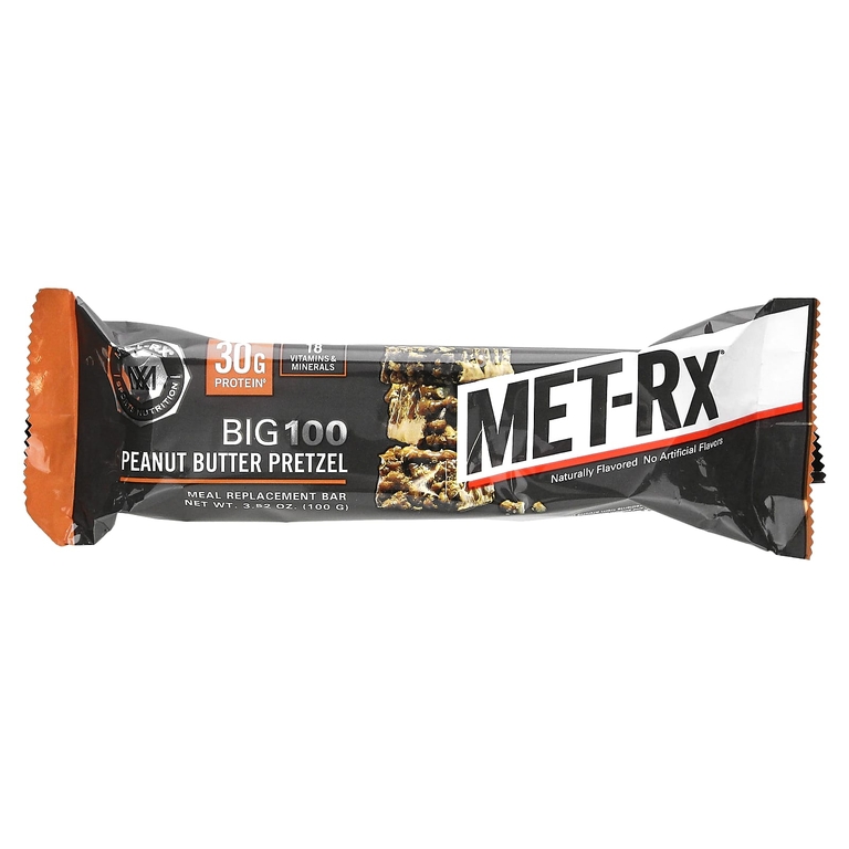 MET-Rx, батончик-заменитель еды, крендель с арахисовой пастой, 9 батончиков, 100 г (3,52 унции)