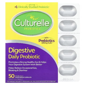 Culturelle, пробиотики, ежедневный пищеварительный пробиотик, 10 миллиардов КОЕ, 50 вегетарианских капсул для приема один раз в день
