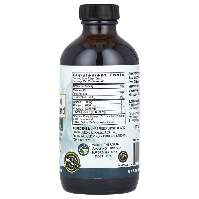 Amazing Herbs, смесь масел, масло из семян чёрного тмина с маслом из тыквенных семечек, 240 мл (8 жидк. унций)