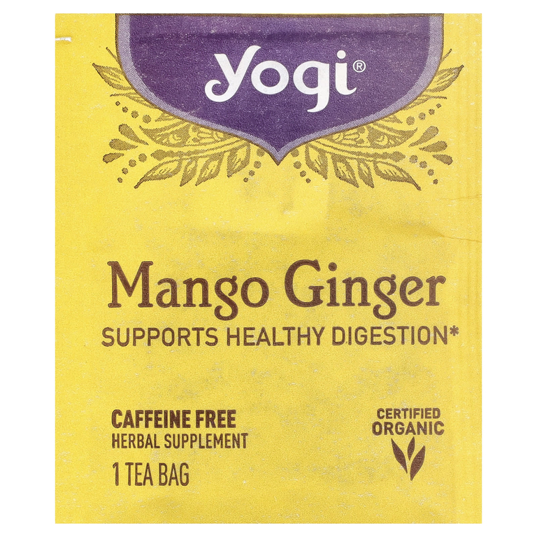 Yogi Tea, манго и имбирь, без кофеина, 16 чайных пакетиков, 32 г (1,12 унции)