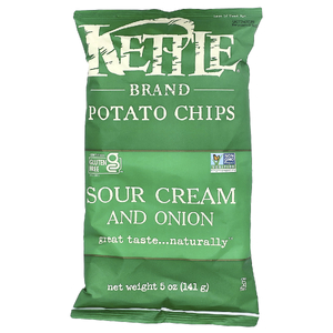 Kettle Foods, картофельные чипсы, сметана и лук, 141 г (5 унций)