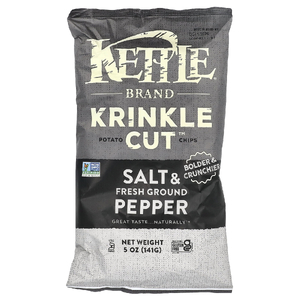 Kettle Foods, Картофельные чипсы Krinkle Cut, соль и свежий молотый перец, 141 г (5 унций)
