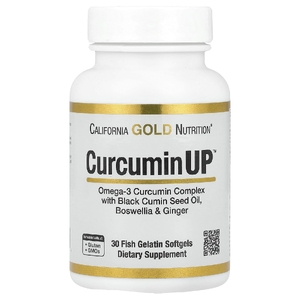 California Gold Nutrition, Комплекс с омега-3, куркумином, маслом из семян чёрного тмина, босвеллией и имбирём, 30 капсул из рыбьего желатина