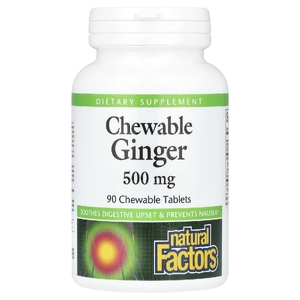 Natural Factors, имбирь, 500 мг, 90 жевательных таблеток