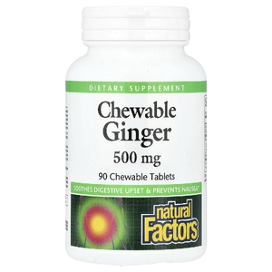 Natural Factors, имбирь жевательный, 90 жевательных таблеток