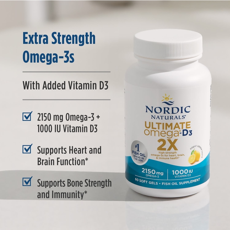Nordic Naturals, омега-3 + витамин Д, лимон, 60 желатиновых капсул