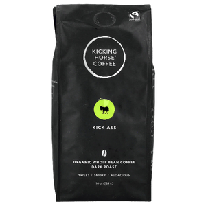 Kicking Horse, Kick Ass®, органический кофе в зернах, темная обжарка, 284 г (10 унций)