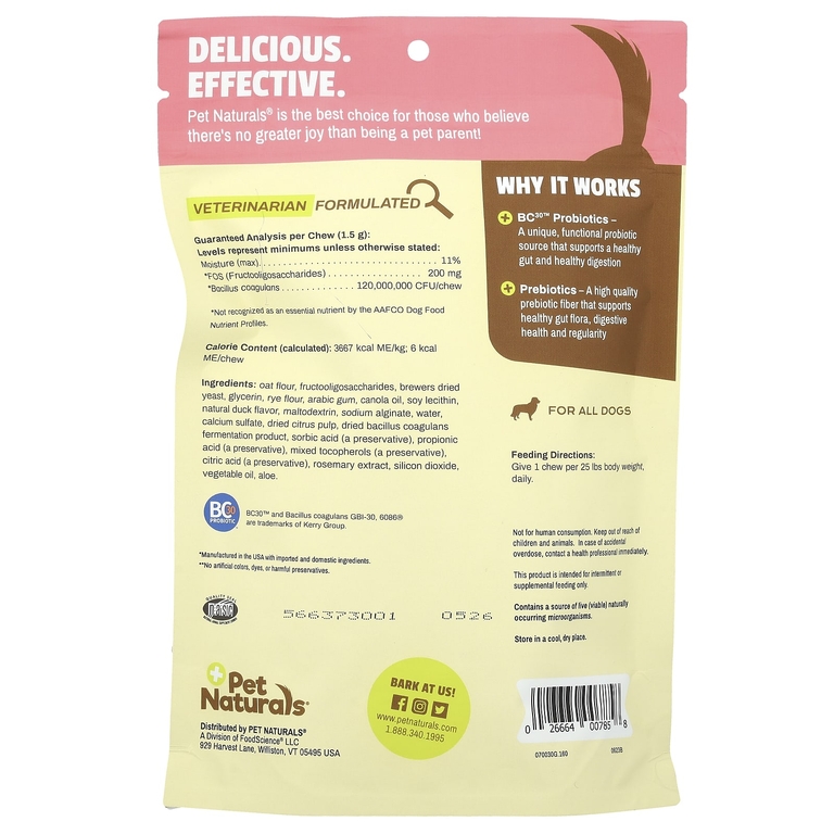 Pet Naturals, пробиотик для ежедневного приема, для собак, около 160 жевательных таблеток, 240 г (8,48 унции)