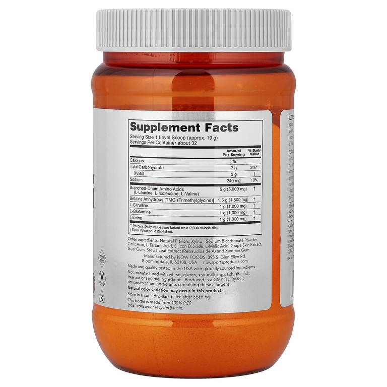 NOW Foods, Спорт, аминокислоты с разветвленной цепью, со вкусом винограда, 600 г (21,16 унции)