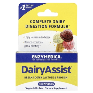 Enzymedica, комплекс пищеварительных ферментов для переваривания молочных продуктов, 30 капсул