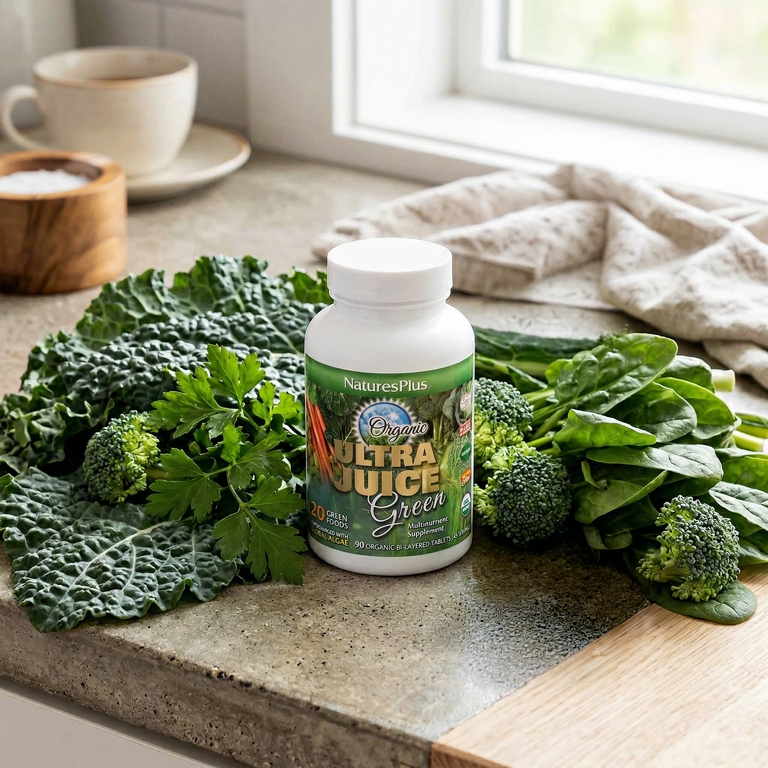 NaturesPlus, комплекс минералов и концентрат зеленых продуктов, 90 органических двухслойных таблеток