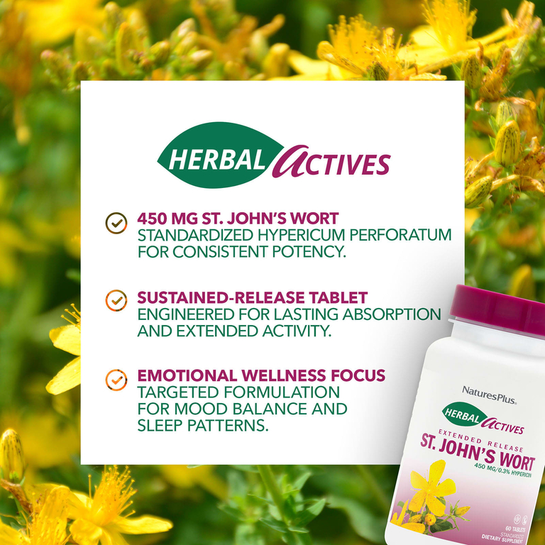 NaturesPlus, зверобой, 450 мг, 60 таблеток
