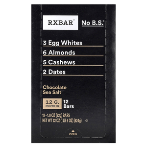 RXBAR, протеиновые батончики, шоколадная морская соль, 12 батончиков, 52 г (1,8 унции)