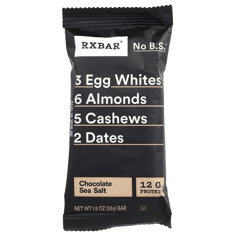 RXBAR, протеиновые батончики, шоколадная морская соль, 12 батончиков, 52 г (1,8 унции)