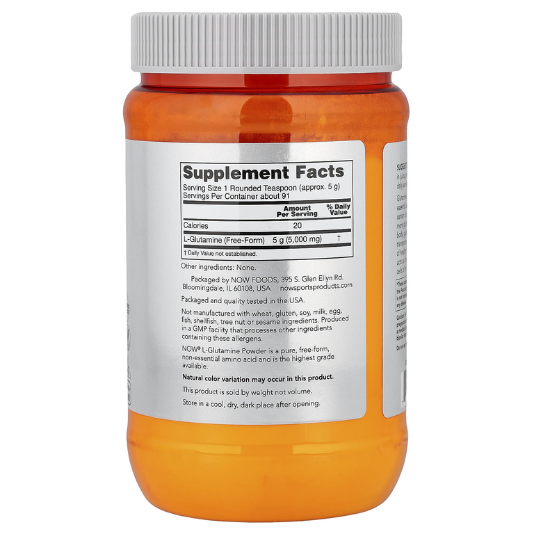 NOW Foods, Спорт, L-глютамин в виде порошка, 454 г (1 фунт)