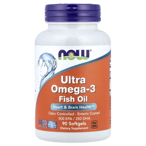 NOW Foods, ультра омега-3, рыбий жир, 90 капсул
