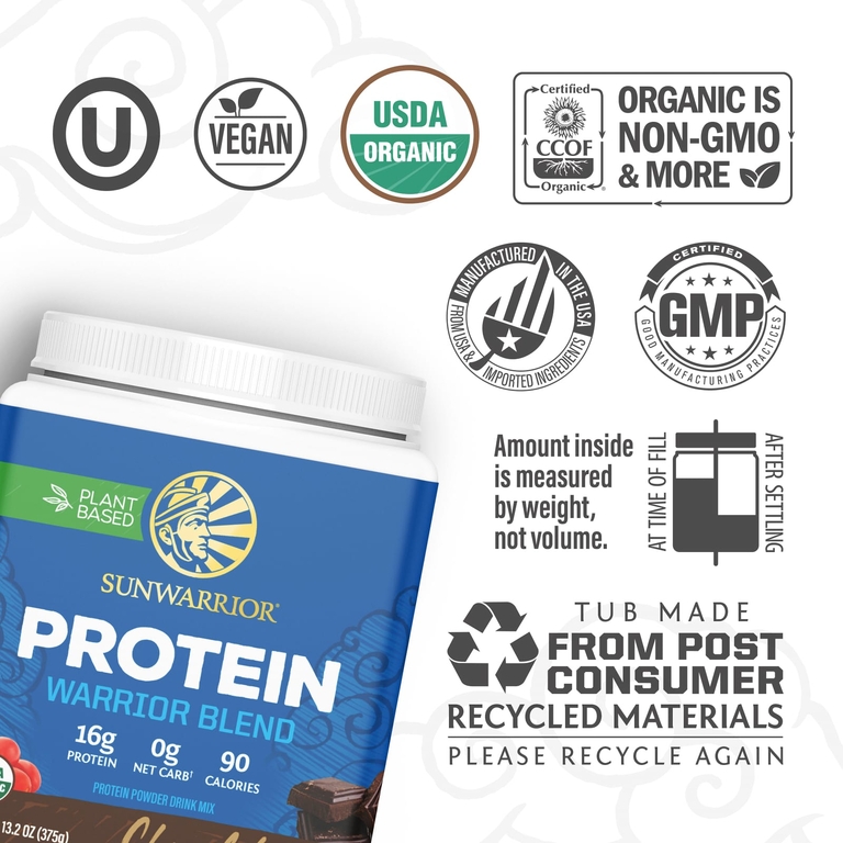 Sunwarrior, протеин, со вкусом шоколада, 375 г (13,2 унции)