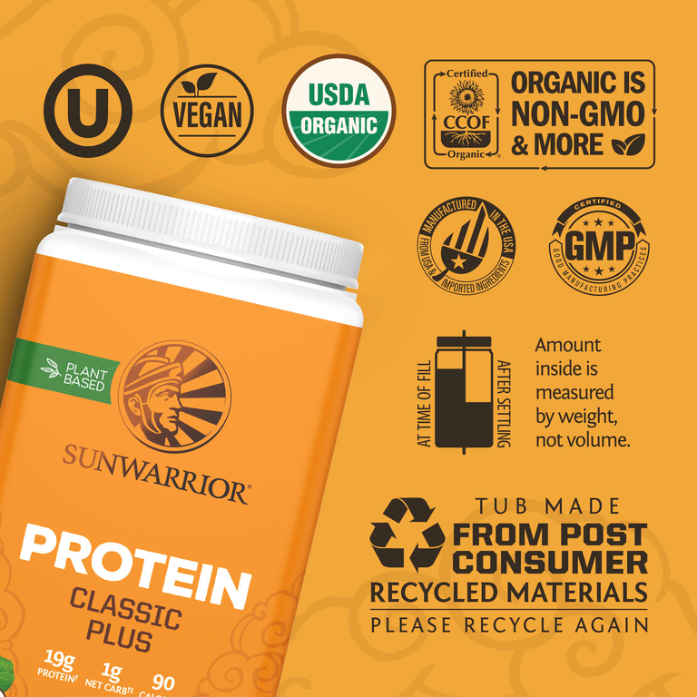 Sunwarrior, протеин на растительной основе, натуральный, 750 г (1,65 фунта)