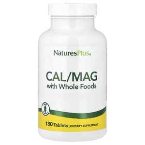 NaturesPlus, кальций и магний с цельнопищевыми ингредиентами, 180 таблеток