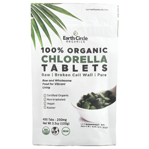 Earth Circle Organics, 100% органическая хлорелла в таблетках, 400 таблеток