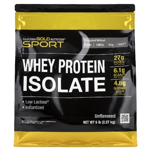 California Gold Nutrition, Спорт, изолят сывороточного протеина, без добавок, 2,27 кг (5 фунтов)