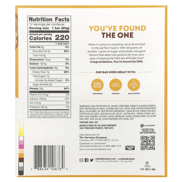 One Brands, Protein Bar, пончик в кленовой глазури, 12 батончиков, 60 г (2,12 унции)