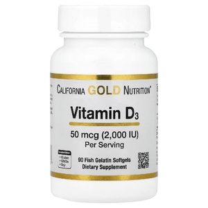 California Gold Nutrition, витамин D3, 50 мкг (2000 МЕ), 90 рыбно-желатиновых капсул