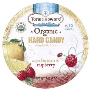 Torie & Howard, органические леденцы, лимон Мейера и малина, 57 г (2 унции)