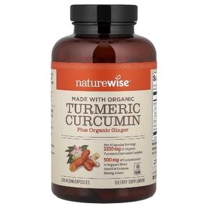NatureWise, куркумин из органической куркумы, 180 веганских капсул