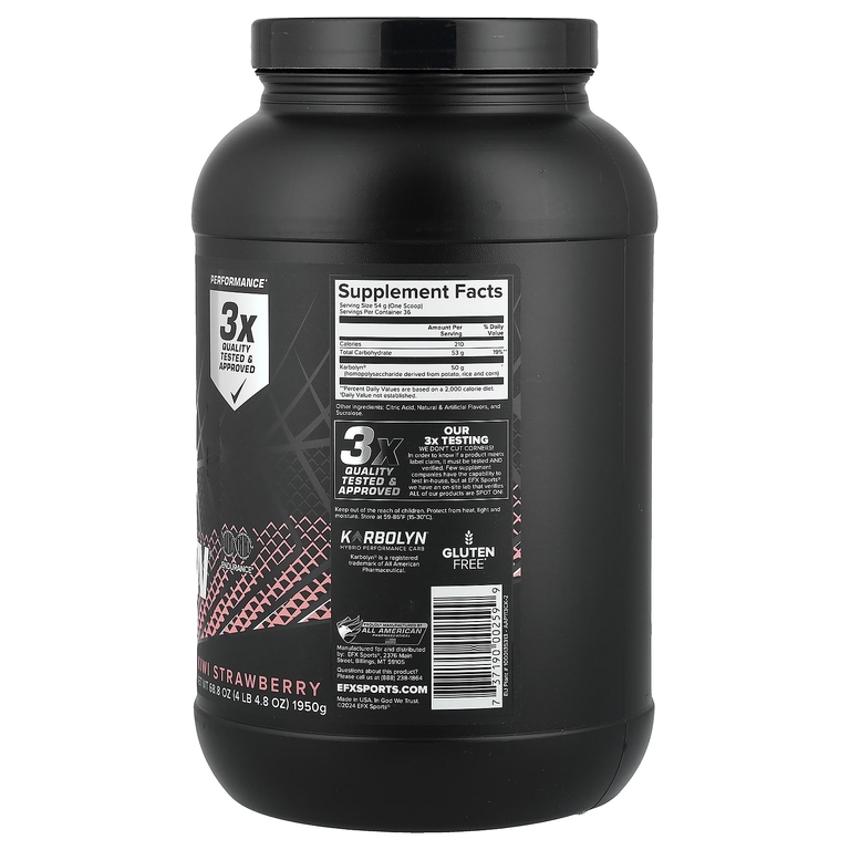 EFX Sports, Гибридный углевод, со вкусом киви и клубники, 1950 г (4 фунта, 4,8 унции)