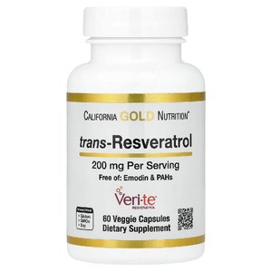 California Gold Nutrition, транс-ресвератрол, итальянского происхождения, 200 мг, 60 растительных капсул