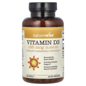 NatureWise, витамин D3, 125 мкг (5000 МЕ), 360 капсул