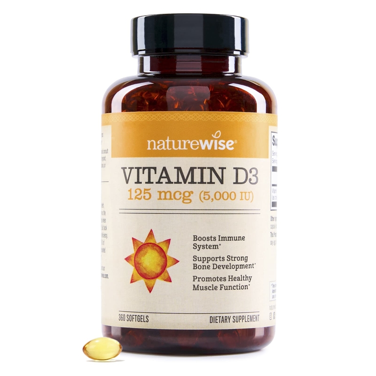 NatureWise, витамин D3, 125 мкг (5000 МЕ), 360 капсул