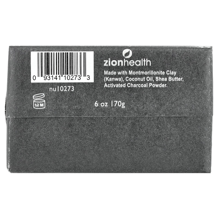 Zion Health, Кусковое мыло с древней глиной, активированный уголь, 170 г (6 унций)