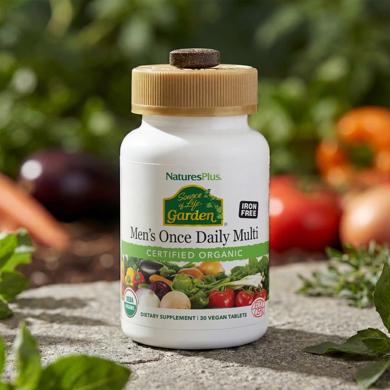 NaturesPlus, органические мультивитамины для мужчин, одна таблетка в день, без железа, 30 веганских таблеток