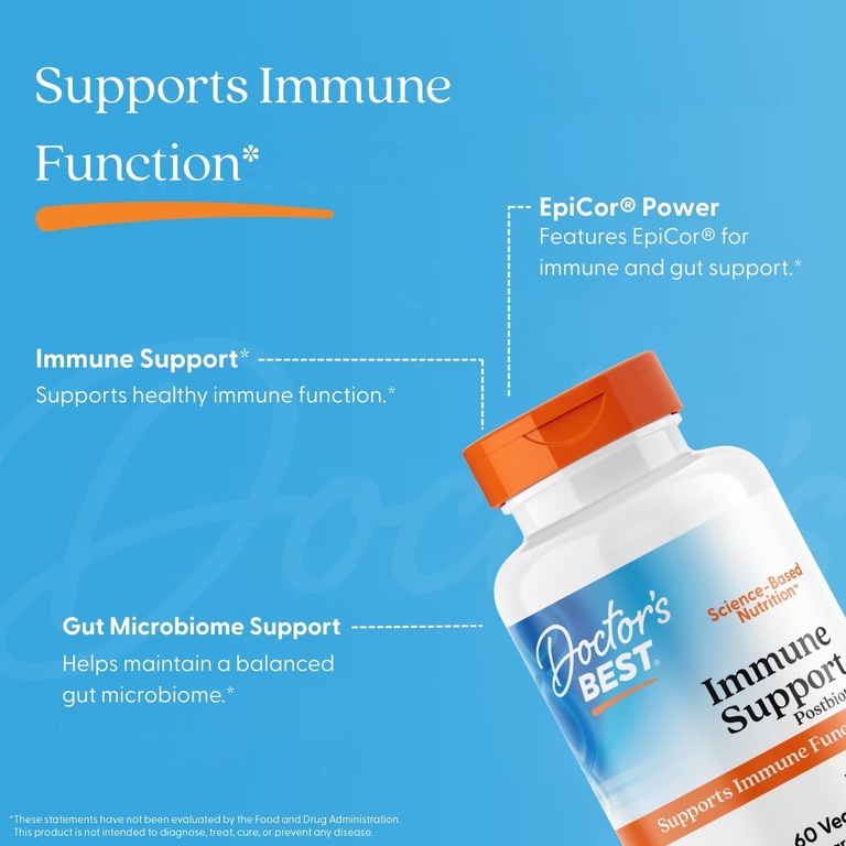 Doctor's Best, Постбиотик для поддержки иммунитета, 500 мг, 60 растительных капсул