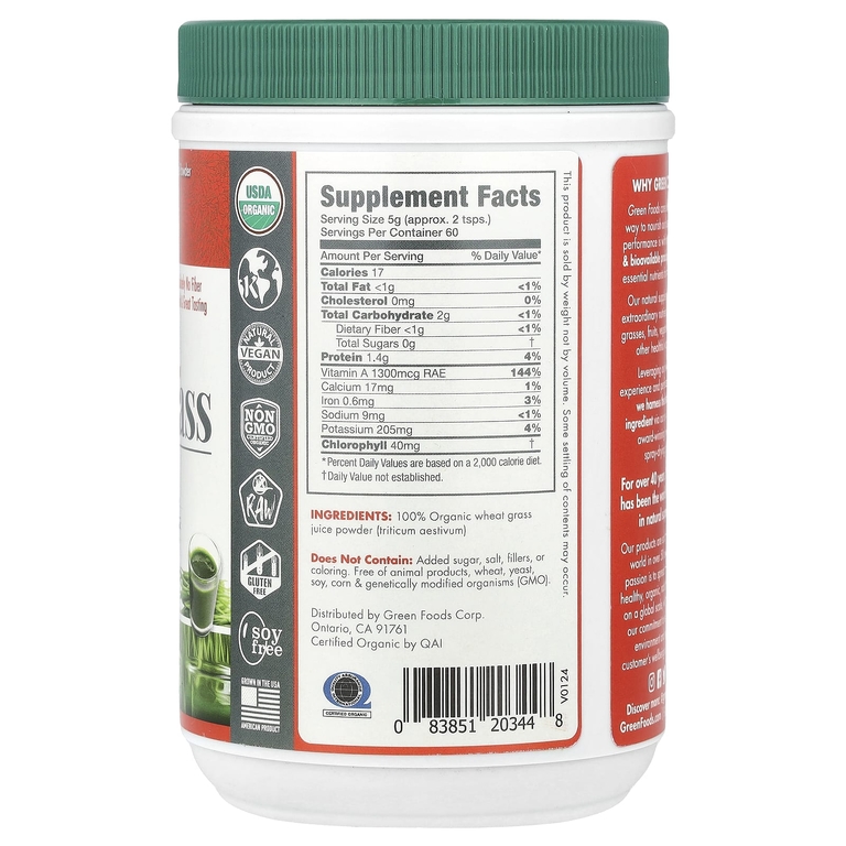 Green Foods, Органические сырые ростки пшеницы, 300 г (10,6 унции)