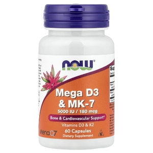 NOW Foods, витамины Д3 и К2(МК7), 60 капсул